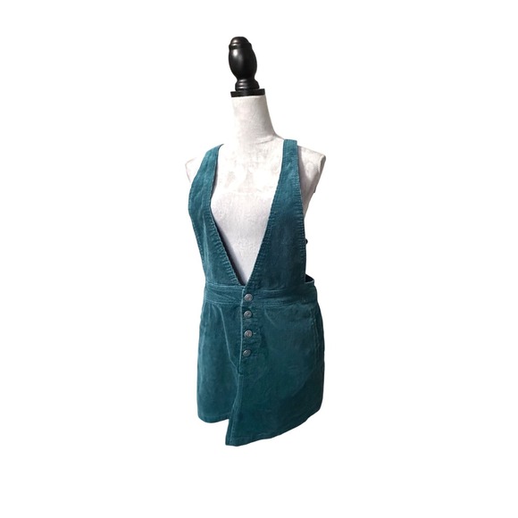 wild fable Dresses & Skirts - Wild Fable Teal Green Corduroy Pinafore Overall Dress Button Front Womens Medium
